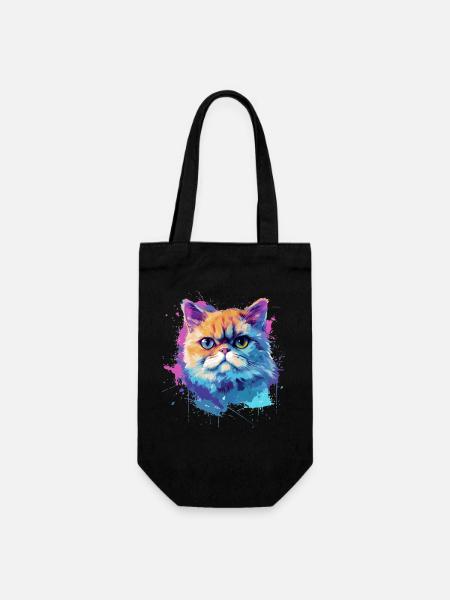 Art coloré exotique de visage de chat à poil court - Sac à bouteille - noir