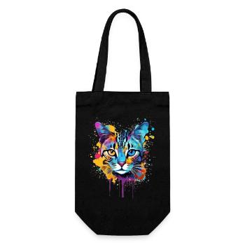 Egyptian Mau Cat Face Colorful Splash Art - Gift Bag for Bottles - black - Front
