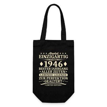 Geburtstag 1946 Jahrgang geboren Vintage - Geschenkbeutel für Flaschen - Schwarz - Vorne