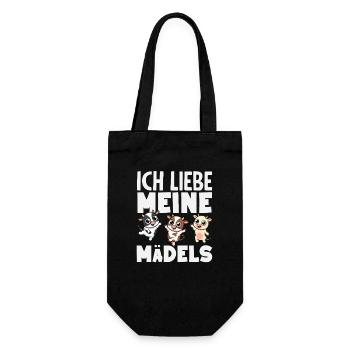 Ich Liebe Meine Mädels Lustige Kühe Bauer Kuh - Geschenkbeutel für Flaschen - Schwarz - Vorne