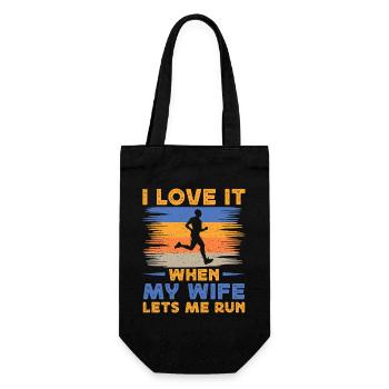 Running I Love It When My Wife Marathon Runner - Geschenkbeutel für Flaschen - Schwarz - Vorne