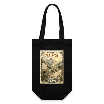 Cycling Through The Swiss Alps Vintage Travel - Gift Bag for Bottles - black - Front