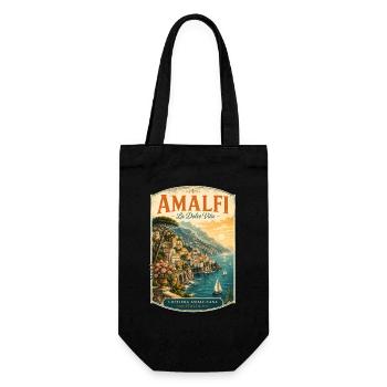 Amalfi Coast Vintage Travel Poster - Gift Bag for Bottles - black - Front