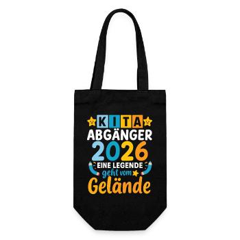 Kita Abgänger 2026 Eine Legende Geht Vom Gelände  - Geschenkbeutel für Flaschen - Schwarz - Vorne