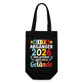 Kita Abgänger 2026 Eine Legende Geht Vom Gelände  - Geschenkbeutel für Flaschen - Schwarz - Vorne