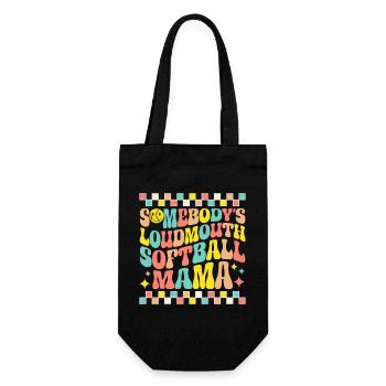 Softball Mama im Retro-Stil - Geschenkbeutel für Flaschen - Schwarz - Vorne