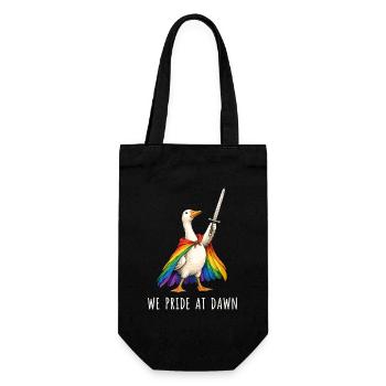 Regenbogen-Gans mit Schwert - Geschenkbeutel für Flaschen - Schwarz - Vorne