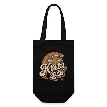 Kreta 2026 Retro Strandzauber - Geschenkbeutel für Flaschen - Schwarz - Vorne