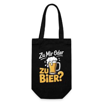 Bier Zu Mir Oder Zu Bier Flirt Single Party Malle - Geschenkbeutel für Flaschen - Schwarz - Vorne