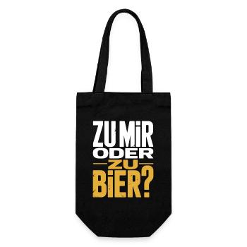 Bier Zu Mir Oder Zu Bier Flirt Single Party Malle - Geschenkbeutel für Flaschen - Schwarz - Vorne