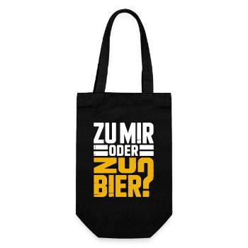 Bier Zu Mir Oder Zu Bier Flirt Single Party Malle - Geschenkbeutel für Flaschen - Schwarz - Vorne
