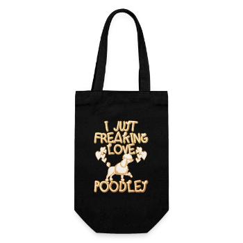 I Freaking Love Poodles – Ich liebe Pudel - Geschenkbeutel für Flaschen - Schwarz - Vorne