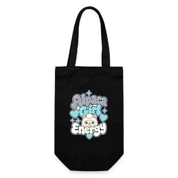 Cute Funny Gifts for Women, Alpaca Girl Energy - Geschenkbeutel für Flaschen - Schwarz - Vorne