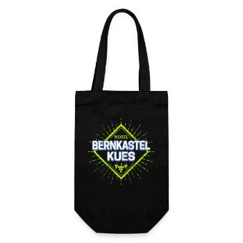 Bernkastel-Kues an der Mosel mit Retro Weintrauben - Geschenkbeutel für Flaschen - Schwarz - Vorne