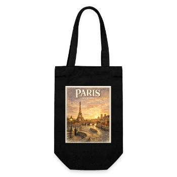 Paris Seine Vintage Travel Poster - Gift Bag for Bottles - black - Front