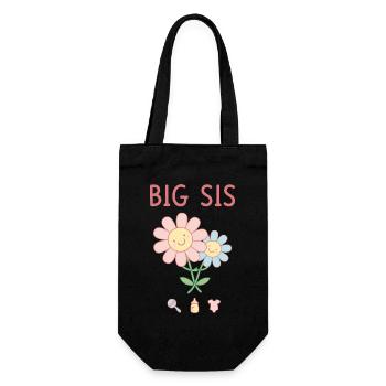 Gender Reveal Big Sis Big Sister Baby Shower Team - Gift Bag for Bottles - black - Front