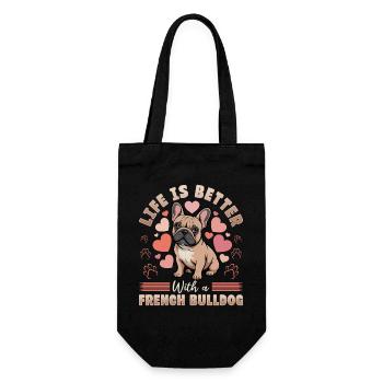 French Bulldog Frenchie Dog Breed - Geschenkbeutel für Flaschen - Schwarz - Vorne