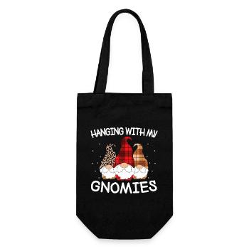 Gnomies Trio: Mit Gnomen abhängen - Geschenkbeutel für Flaschen - Schwarz - Vorne