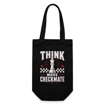 Schach Checkmate Think Move Shirt - Geschenkbeutel für Flaschen - Schwarz - Vorne