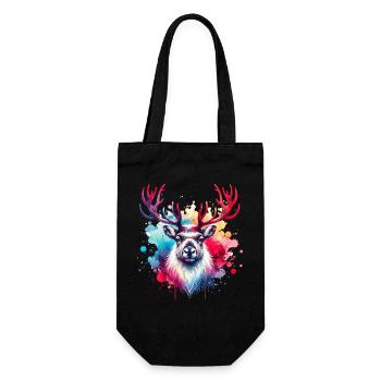 Reindeer Motif - Gift Bag for Bottles - black - Front