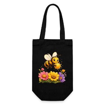 Biene Honig Imker Honigwabe Bienchen Insekt - Geschenkbeutel für Flaschen - Schwarz - Vorne