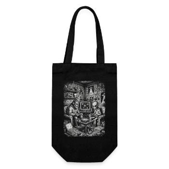 Aliens at the retro gaming Bigfoot Gamer - Gift Bag for Bottles - black - Front
