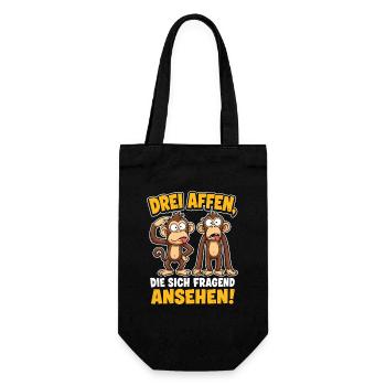 Drei Affen Blickkontakt Komik - Geschenkbeutel für Flaschen - Schwarz - Vorne