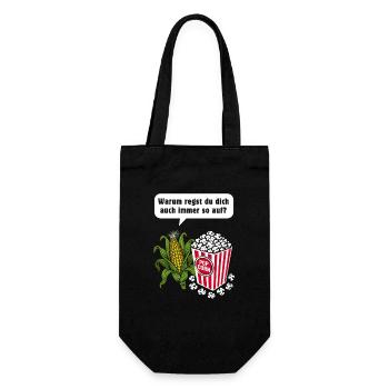 Mais & Popcorn Wortwitz - Geschenkbeutel für Flaschen - Schwarz - Vorne