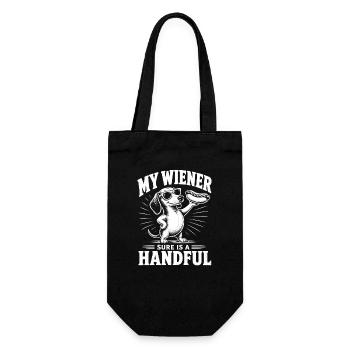 Mein Wiener ist echt eine Herausforderung! Lustige - Geschenkbeutel für Flaschen - Schwarz - Vorne