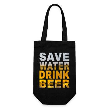 Save Water Drink Beer JGA Bier Spruch für Malle - Geschenkbeutel für Flaschen - Schwarz - Vorne