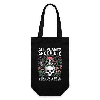 All Plants Edible Skull Mushrooms - Gift Bag for Bottles - black - Front