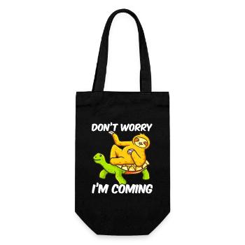 Dont Worry Im Coming Sloth Turtle - Gift Bag for Bottles - black - Front