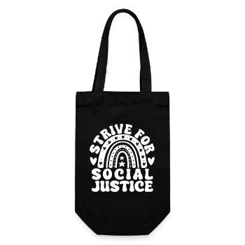 Social Worker Quote Strive For Justice Social Work - Geschenkbeutel für Flaschen - Schwarz - Vorne