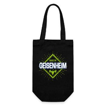 Geisenheim am Rhein mit Retro Weintrauben Souvenir - Geschenkbeutel für Flaschen - Schwarz - Vorne