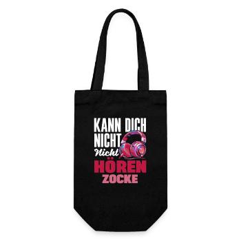 Kann Dich Nicht Hören Ich Zocke Zockerin Gamer - Geschenkbeutel für Flaschen - Schwarz - Vorne