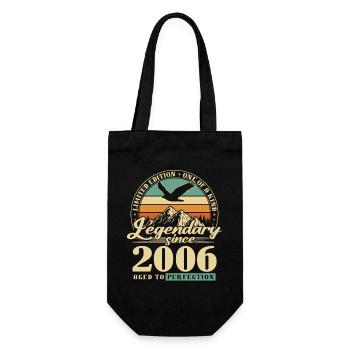 Gift, born in 2006, 20th birthday, 20 years - Gift Bag for Bottles - black - Front