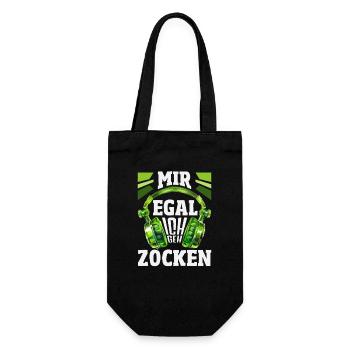 Mir Egal Ich Geh Zocken Lustiger Zocker Gamer - Geschenkbeutel für Flaschen - Schwarz - Vorne