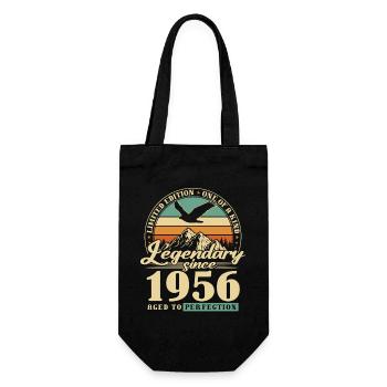 Gift, born in 1956, 70th birthday, 70 years - Gift Bag for Bottles - black - Front