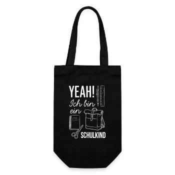 Yeah! Ich bin ein Schulkind - Einschulung - Geschenkbeutel für Flaschen - Schwarz - Vorne