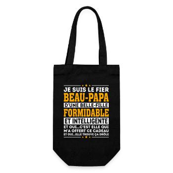 Beau Père Cadeau humour personnalisé - Sac à bouteille - noir - Devant