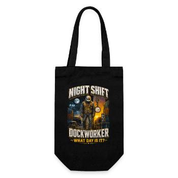 Hafenarbeiter Night Shift Dockworker - Geschenkbeutel für Flaschen - Schwarz - Vorne