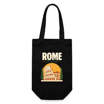 Rom-Geschenke, Kolosseum-Urlaubserinnerung aus Rom - Geschenkbeutel für Flaschen - Schwarz - Vorne