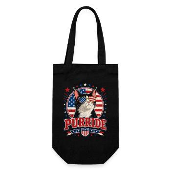 Purrride Patriot Katzenlook - Geschenkbeutel für Flaschen - Schwarz - Vorne