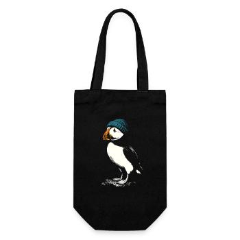 Puffin with cap - Gift Bag for Bottles - black - Front