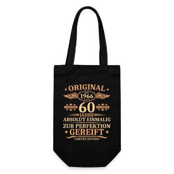 60. Geburtstag Jahrgang 1966 Geschenk - Geschenkbeutel für Flaschen - Schwarz - Vorne