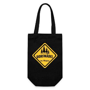 Dorfmädel im Herzen - Geschenkbeutel für Flaschen - Schwarz - Vorne