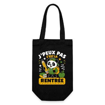 Panda Rentrée: Crayon et Pupitre Vert - Sac à bouteille - noir - Devant