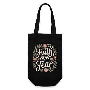 Faith Faith Over Fear Jesus God Bible Verse Church - Gift Bag for Bottles - black - Front