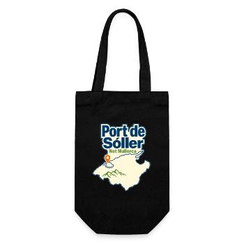 Where Is Port de Soller, Not Mallorca Map Pin - Gift Bag for Bottles - black - Front