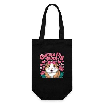 Guinea Pig Mom Hearty Cute Motif - Gift Bag for Bottles - black - Front